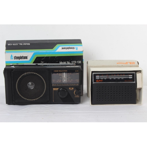 268 - A vintage boxed ELF solid state radio and a boxed Steepletone radio.