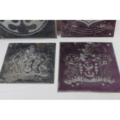 281 - A collection of 4 metal printing plates.