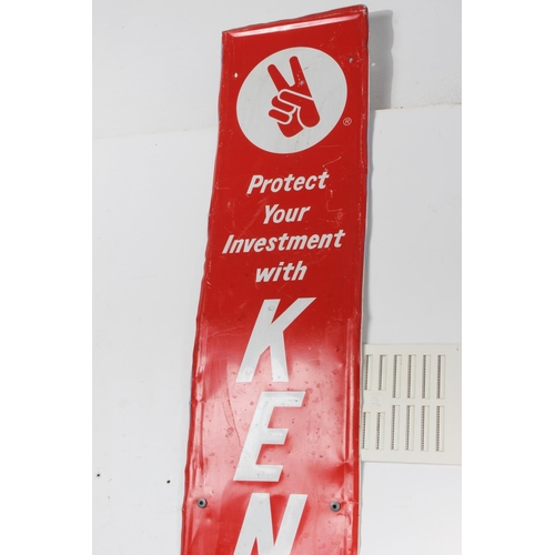 392 - A large metal 'Protect your investment with Kendall Confidence' sign, measuring 30x182cm.