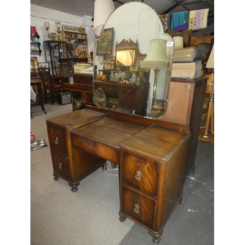 437 - An antique mirror back dressing table.