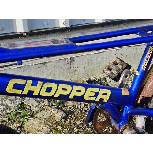 331 - A retro blue Raleigh Chopper Mk 3, in need of some light restoration.