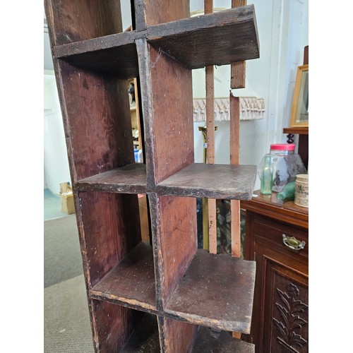 431 - A large vintage wooden shelving/ pigeon hole unit.