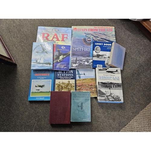 423 - A collection of various books of Aviation interest, to include RAF, Spitfire & more.