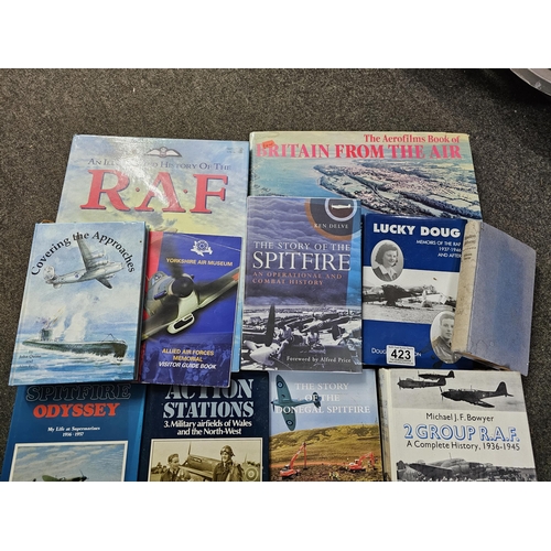 423 - A collection of various books of Aviation interest, to include RAF, Spitfire & more.