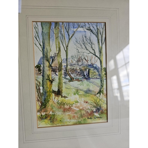 464 - A collection of 3 framed watercolour paintings by local artist, Ruth Irvine 'Trees at Flowerfield' a... 