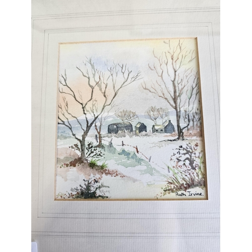 464 - A collection of 3 framed watercolour paintings by local artist, Ruth Irvine 'Trees at Flowerfield' a... 