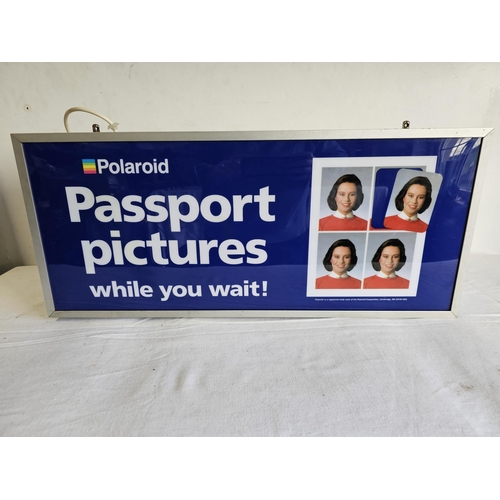 473 - A retro double sided Polaroid Passport Pictures light box sign - working.