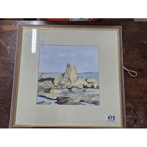 475 - An original framed watercolour painting of Lansdowne, Portrush, measuring including frame 42cm x 42c... 