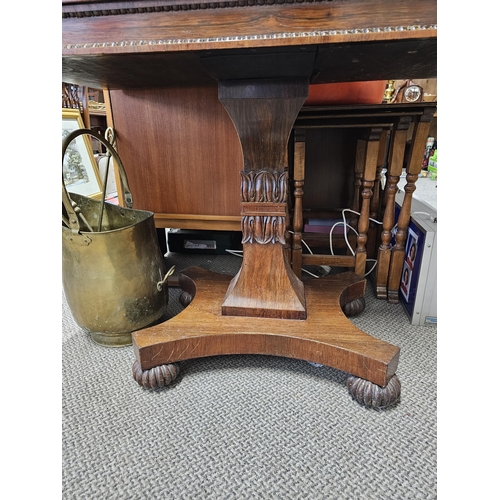 476 - A stunning antique/ Victorian card table, with decoratively carved base, in need of some restoration... 