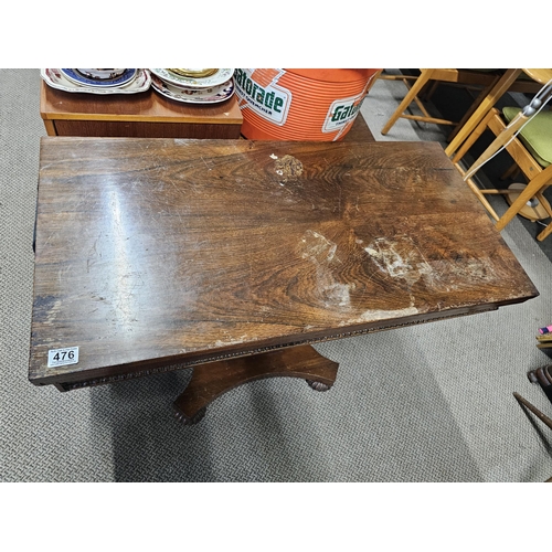 476 - A stunning antique/ Victorian card table, with decoratively carved base, in need of some restoration... 