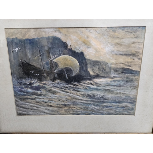 487 - A stunning pair of original pastel drawings, showing scenes of Portrush. (1 frame in need of new gla... 