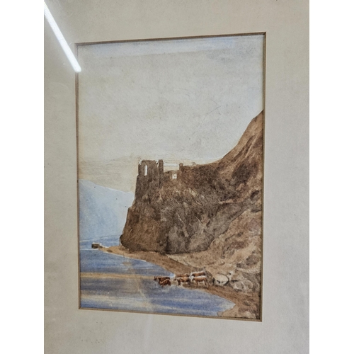 490 - An original framed watercolour painting of a Coastal scene, including frame 32cm x 40cm.