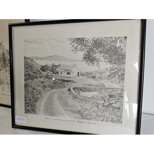 491 - 3 framed prints of Rathlin Island.