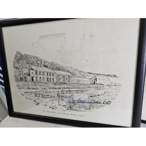 491 - 3 framed prints of Rathlin Island.