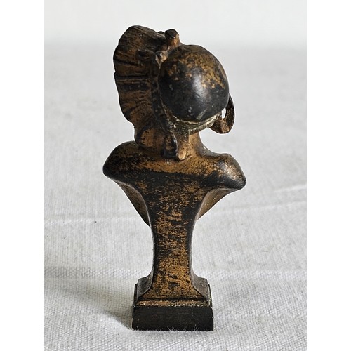 385 - A stunning miniature bronze bust with Parian china face.