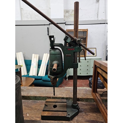 341 - A large vintage industrial Wolf ES23 drill press & drill.