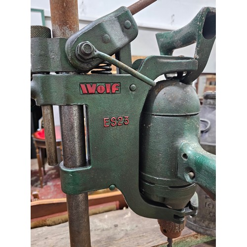 341 - A large vintage industrial Wolf ES23 drill press & drill.