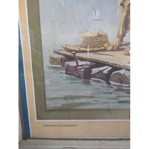 328 - A vintage framed poster 'Captain Courageous' by Henry Hintermeister, measuring 40cm x 52cm.