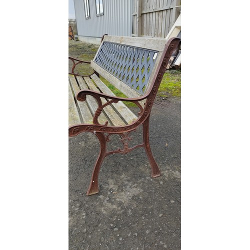 16 - A garden bench with cast iron ends & back ( for restoration)