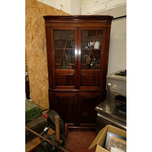 144 - A Stunning antique mahogany corner cabinet with astral glazed doors, measuring 88