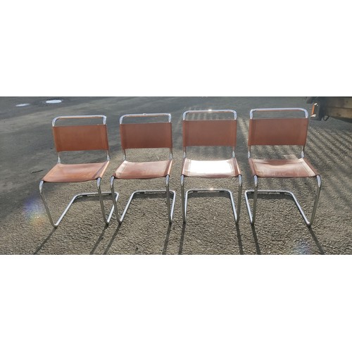 94 - A stunning set of 4 Marcel Breuer Italian leather chairs by designer Fasem.