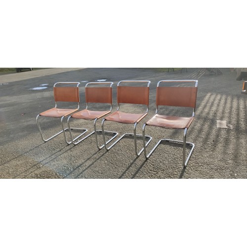 A stunning set of 4 Marcel Breuer Italian leather chairs by designer Fasem.
