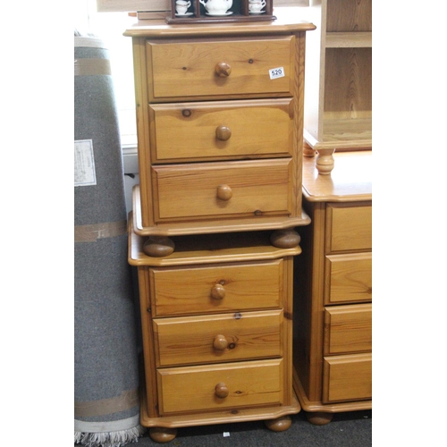 520 - A pair of pine bedside chest of drawers. 51x64cm