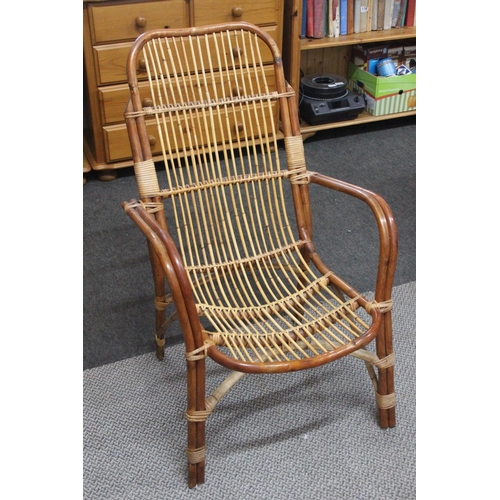 524 - A retro wicker and cane chair. 93cm