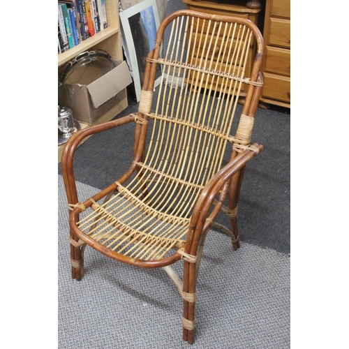 524 - A retro wicker and cane chair. 93cm