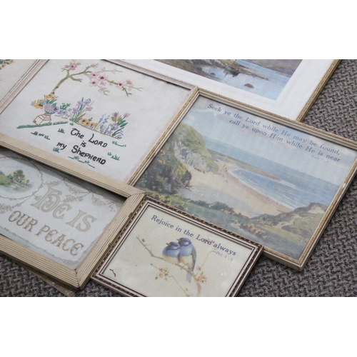 528 - An assortment of vintage framed religious prints.