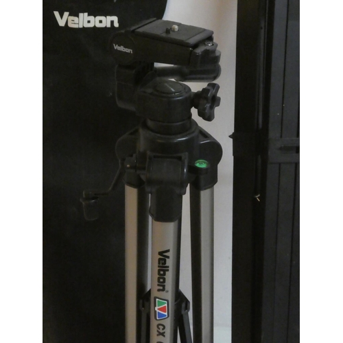 100 - A Velbon camera tripod.