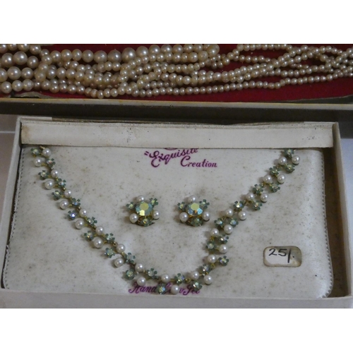 127 - A vintage boxed Exquisite pearl necklace and earring set, a vintage Rosalinde by Rosita pearl neckla... 