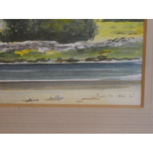 282 - A framed watercolour 'Strangford Lough and Scrabo' by Jim W Irwin.