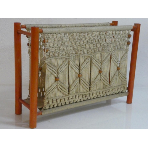 290 - A  vintage macramé design magazine rack.