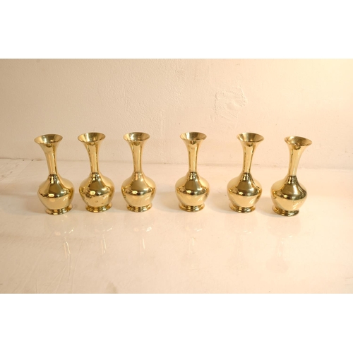 322 - Six vintage brass vases.