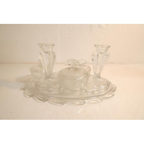 325 - A vintage clear glass dressing table set.