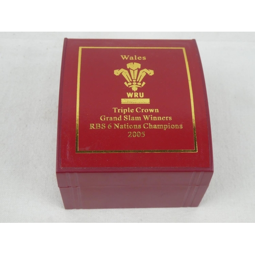 133 - A cased 'Wales WRU Triple Crown Grand Slam Winners RBS6 Nations Champions 2005' watch.