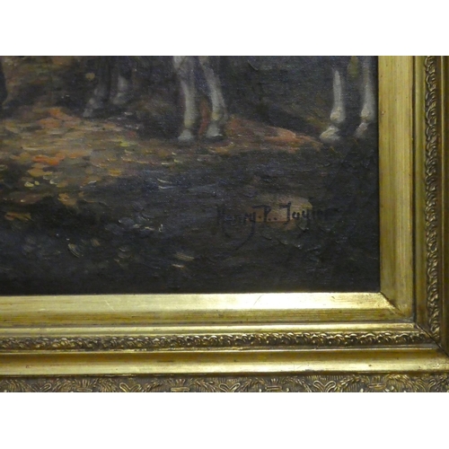 159 - A stunning large antique gilt framed oil painting, measuring including frame 59cm x 85cm.