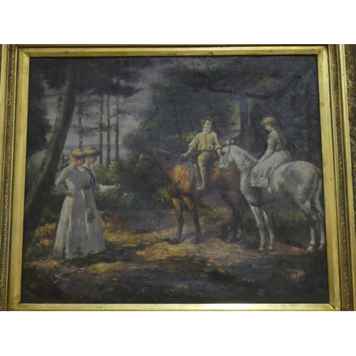 159 - A stunning large antique gilt framed oil painting, measuring including frame 59cm x 85cm.