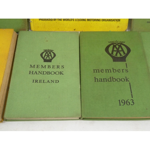 172 - Six vintage AA Handbooks and a vintage AA Atlas.