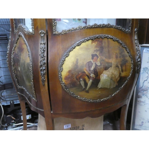 198 - A superb antique French Empire 'Bombe' display cabinet with decorative carvings & panels, measuring ... 