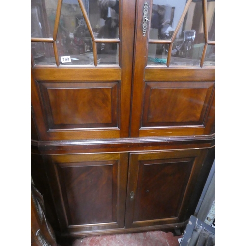 227 - A Stunning antique mahogany corner cabinet with astral glazed doors, measuring 88