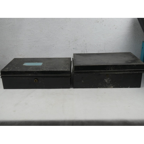 247 - Two vintage metal cash boxes.