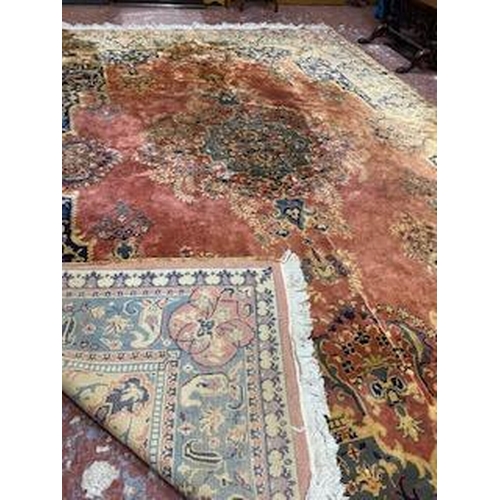 297 - A large vintage floor rug. Measuring 368x270cm