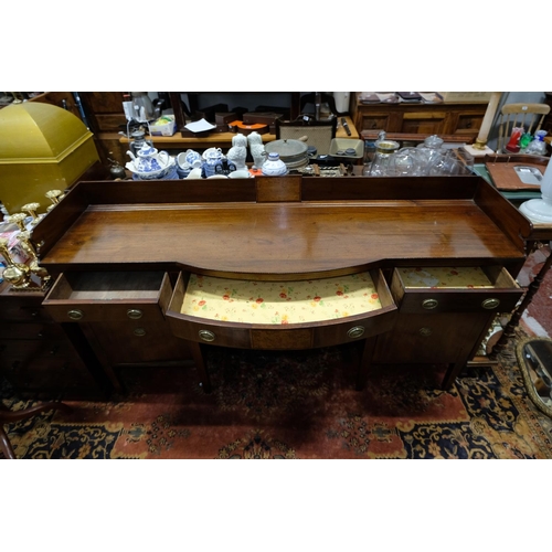 324 - A stunning antique mahogany and inlay sideboard with gallery back. Measuring 92x189x49cm