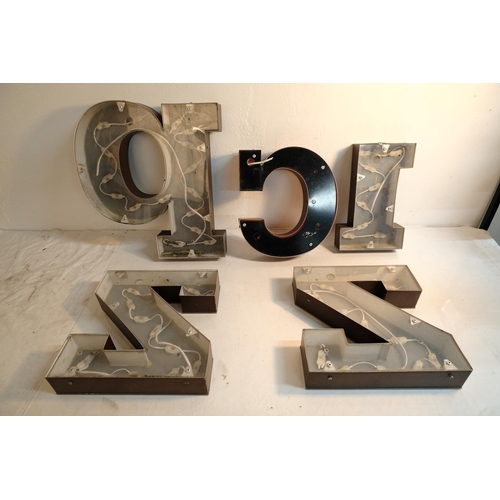 77 - A lot of shop sign letters Z, Z, I, C, P (a/f), measuring approximately 35cm.