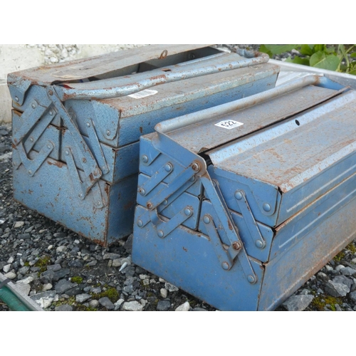 522 - Two metal toolboxes and contents.