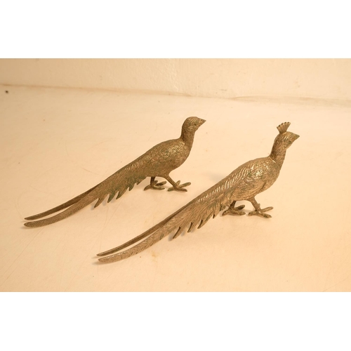 338 - A pair of vintage metal ornaments of pheasants.