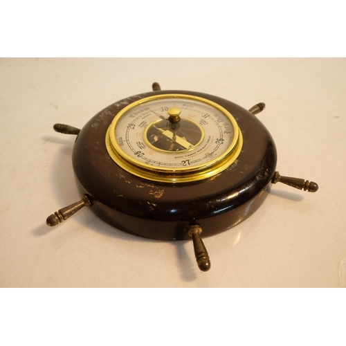 341 - A vintage SB Shortland Wood nautical themed barometer.