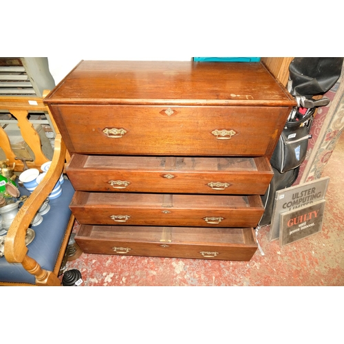 374 - A mahogany campaign chest with brass drawer pulls, measuring 99cm x 108cm x 52cm.